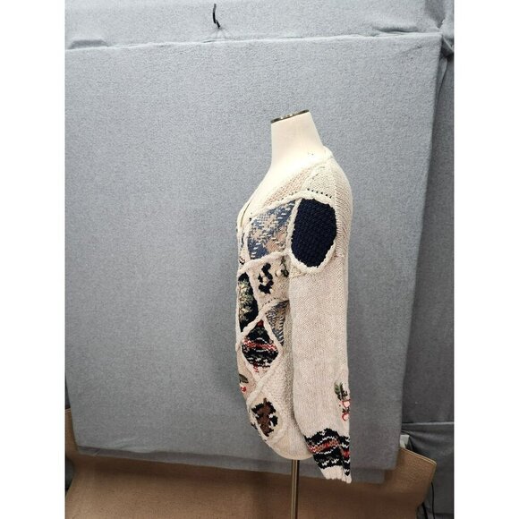 Vintage Garland Knitwear Womens Patchwork Cardigan Sweater With Shoulder Pads - Picture 3 of 7